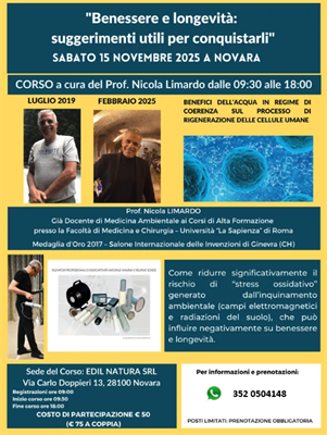 CORSO - Benessere e longevità: suggerimenti utili per conquistarli.