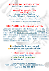 Incontro informativo - GEOPATIE: se le conosci le eviti.
