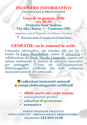 Incontro informativo - GEOPATIE: se le conosci le eviti.