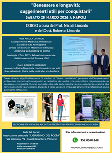 (Napoli) CORSO - Benessere e longevità: suggerimenti utili per conquistarli.